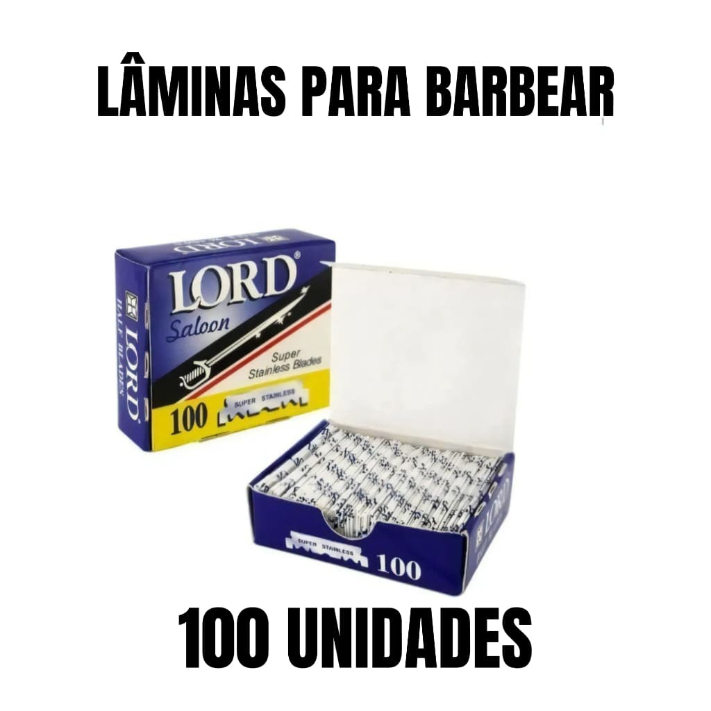 100 Unidades Meia Lâminas Para Barbear Lord Saloon Inox Profissional