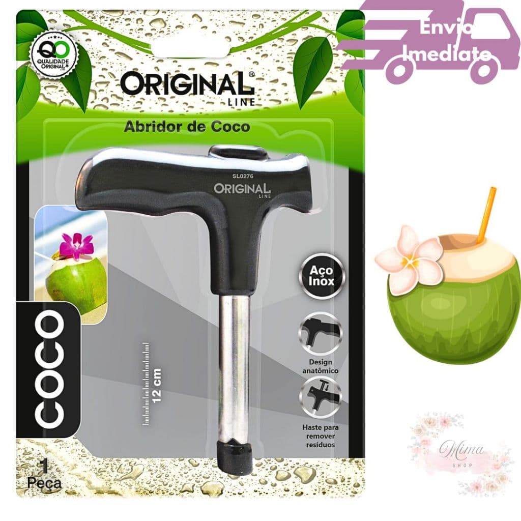 Abridor De Coco Furador De Coco Em Aço Inox Profissional 12cm Gostinho De Praia Dentro De Casa