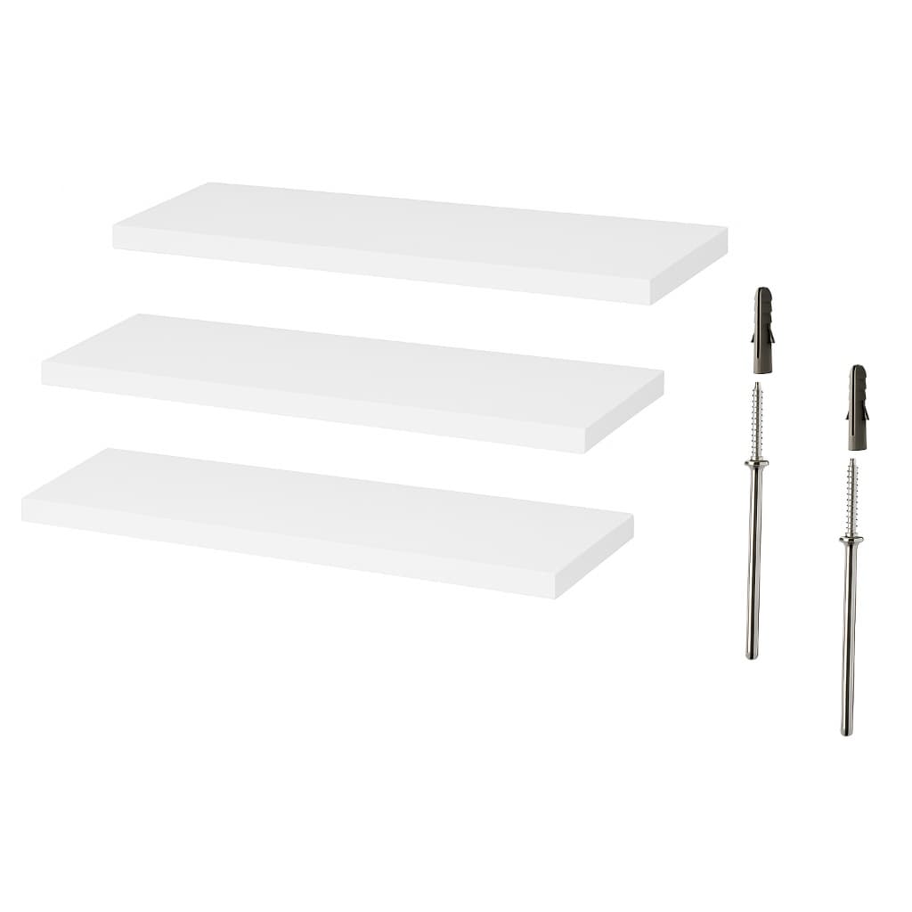 Kit 3 Prateleiras Mdf 60x20 - 50x17 -50x17 Com Suporte Invisivel