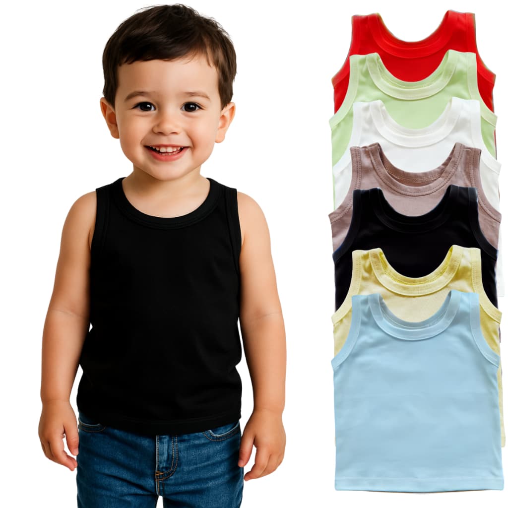 Kit Camisetas Regatas Menino Roupas Infantil Algodão Verão Básicas Lisas