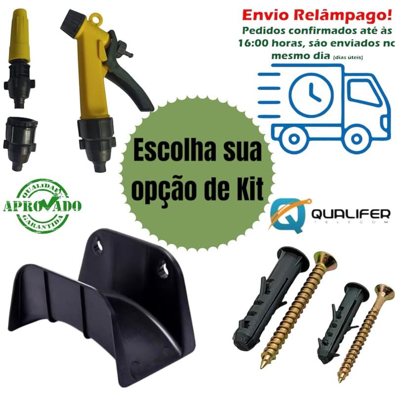 Suporte mangueira de jardim com bucha e parafuso