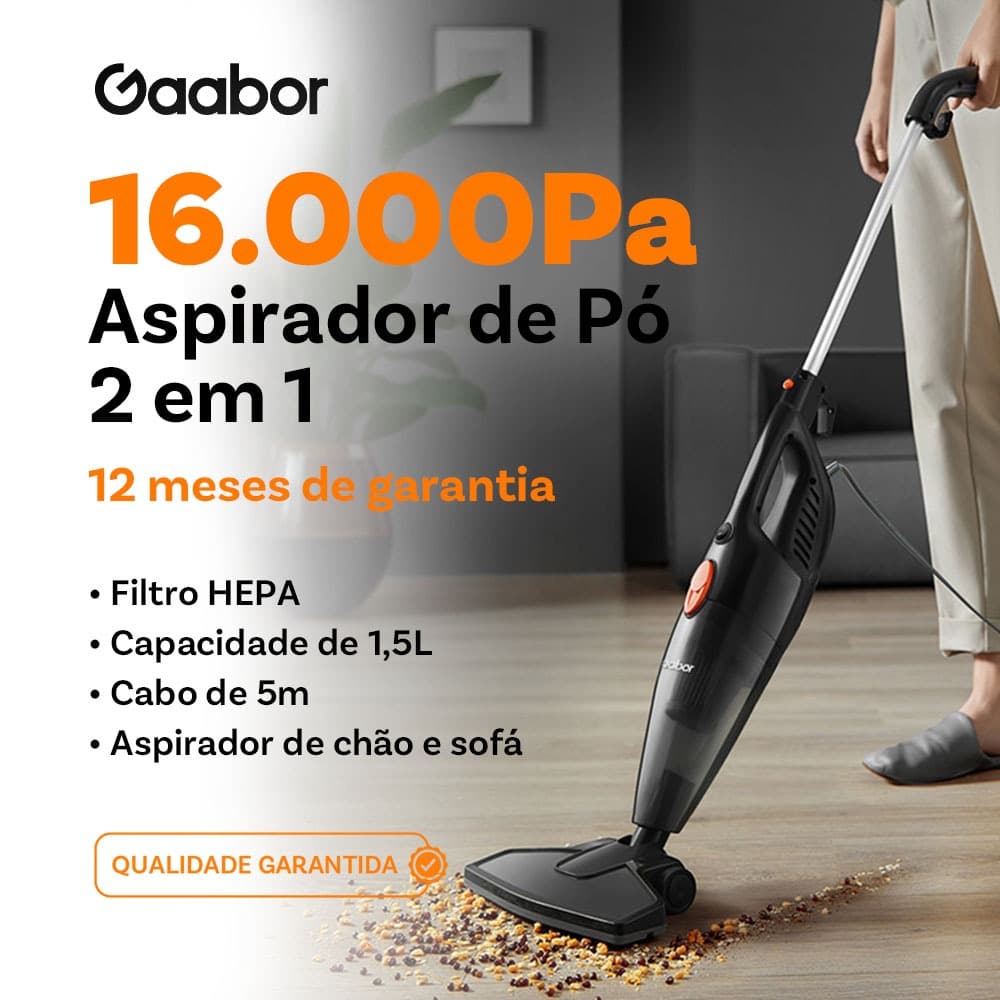 Gaabor aspirador de pó 2 em 1 sucção forte de 16000Pa dust off silent Fácil de armazenar GVCW-M15A -1