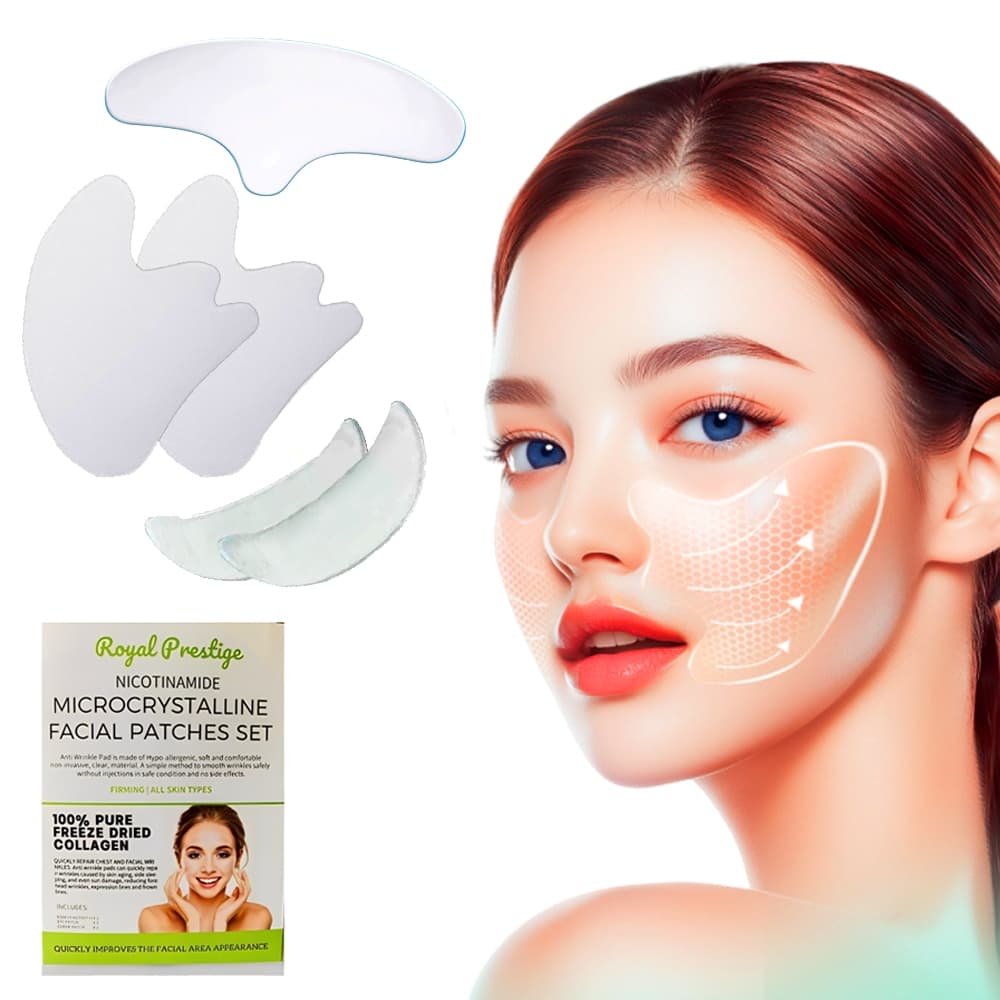 Kit 5 Adesivos Faciais Anti Rugas Com Colágeno Marcas de Expressão Testa Olhos