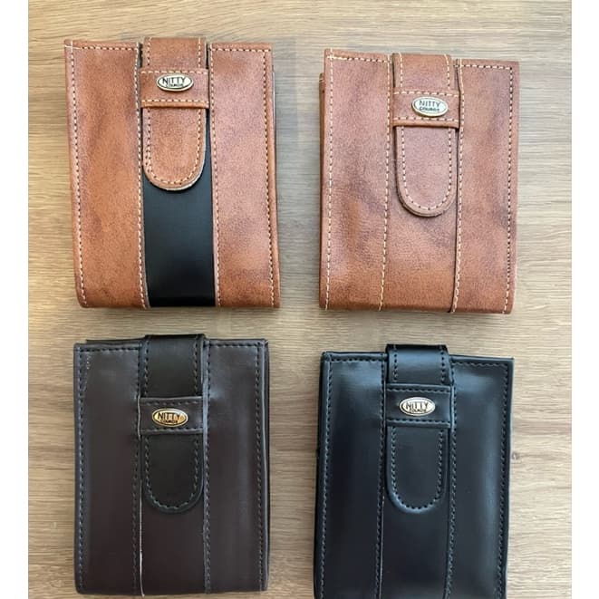 Carteira De Couro Nitty Com Botão Porta Documento Cartão Cnh