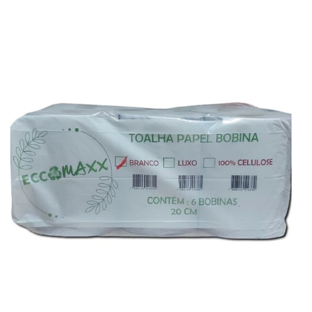 Papel Toalha bobina auto corte de 20cm x 200cm 6 rolos