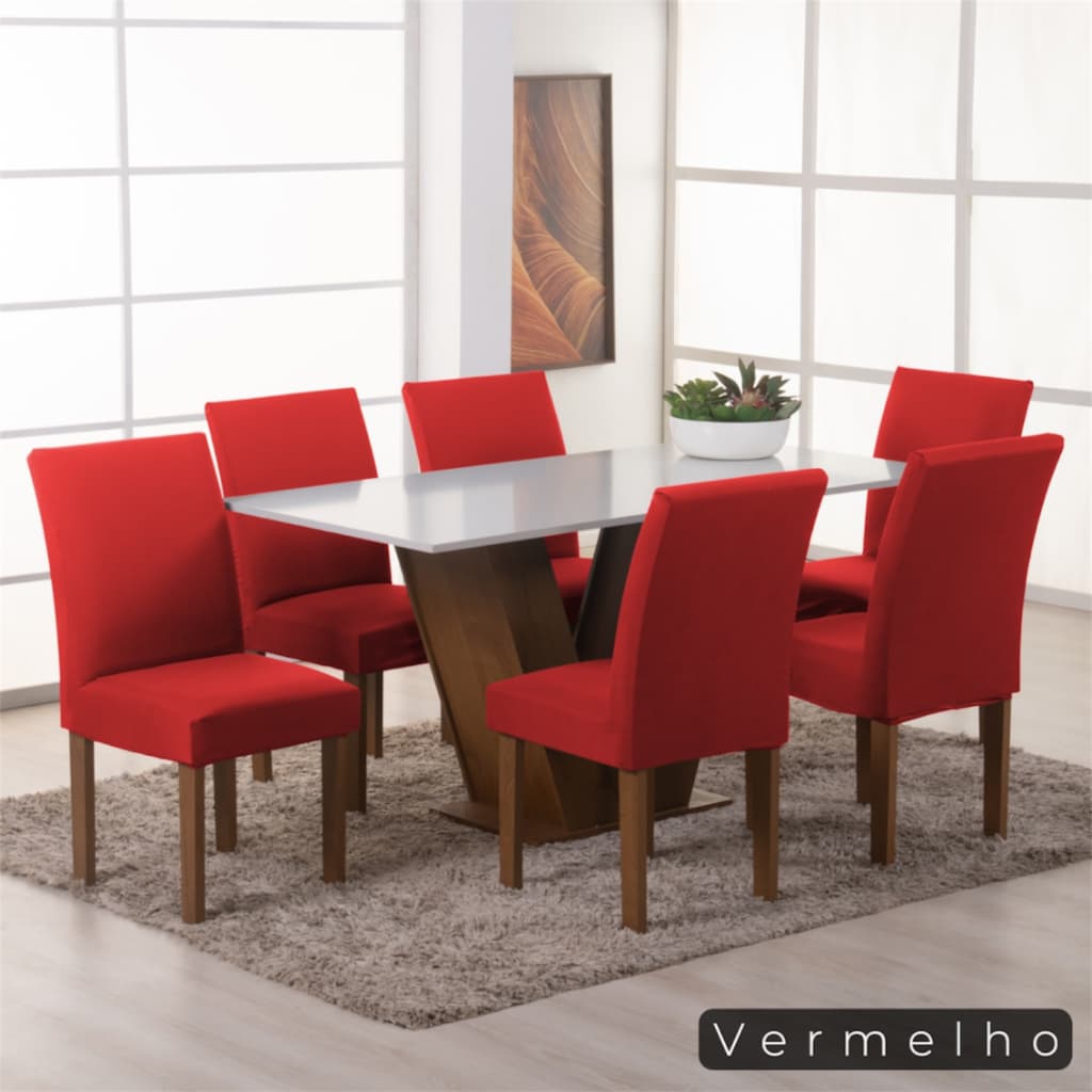 Kit 6 Capas de Cadeira Mesa Jantar com Elástico