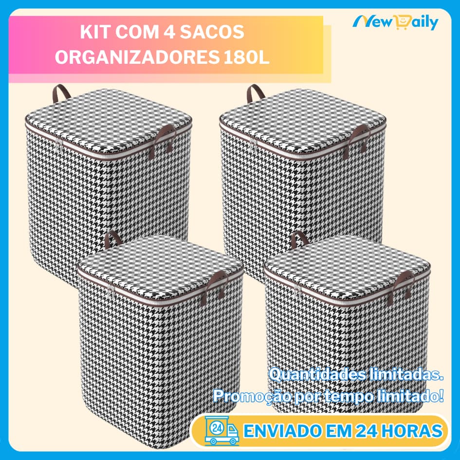 KIT 4 UNIDADES【180L】Caixa De Armazenamento De Grande Capacidade Para Colchas E Roupas Domésticas ND-10