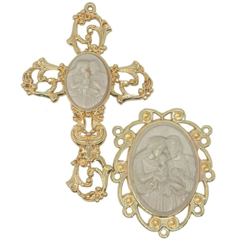 Kit Cruz + Salve Rainha Sagrada Família Camafeu 3D (C200g) (R314nG)