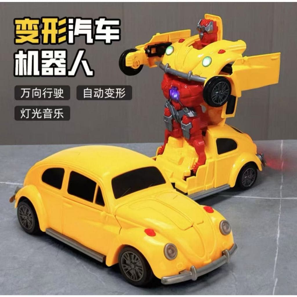 Fusca Transformers Carrinho Brinquedo Vira Robô Luz Som Bate e Volta/n-616