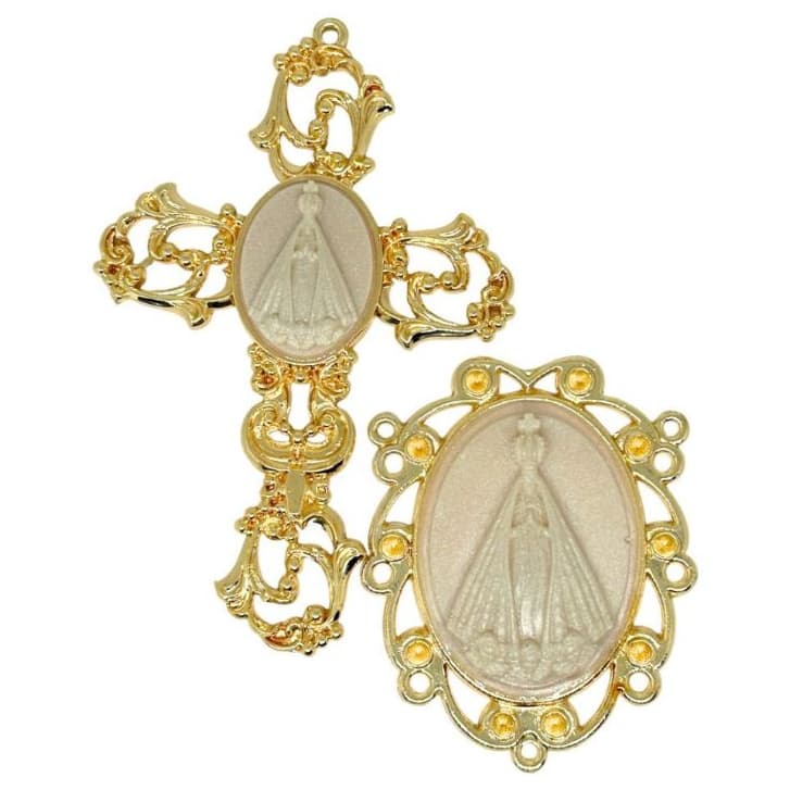 Kit Cruz + Salve Rainha Ns Aparecida Camafeu 3D (C200g) (R314nG)