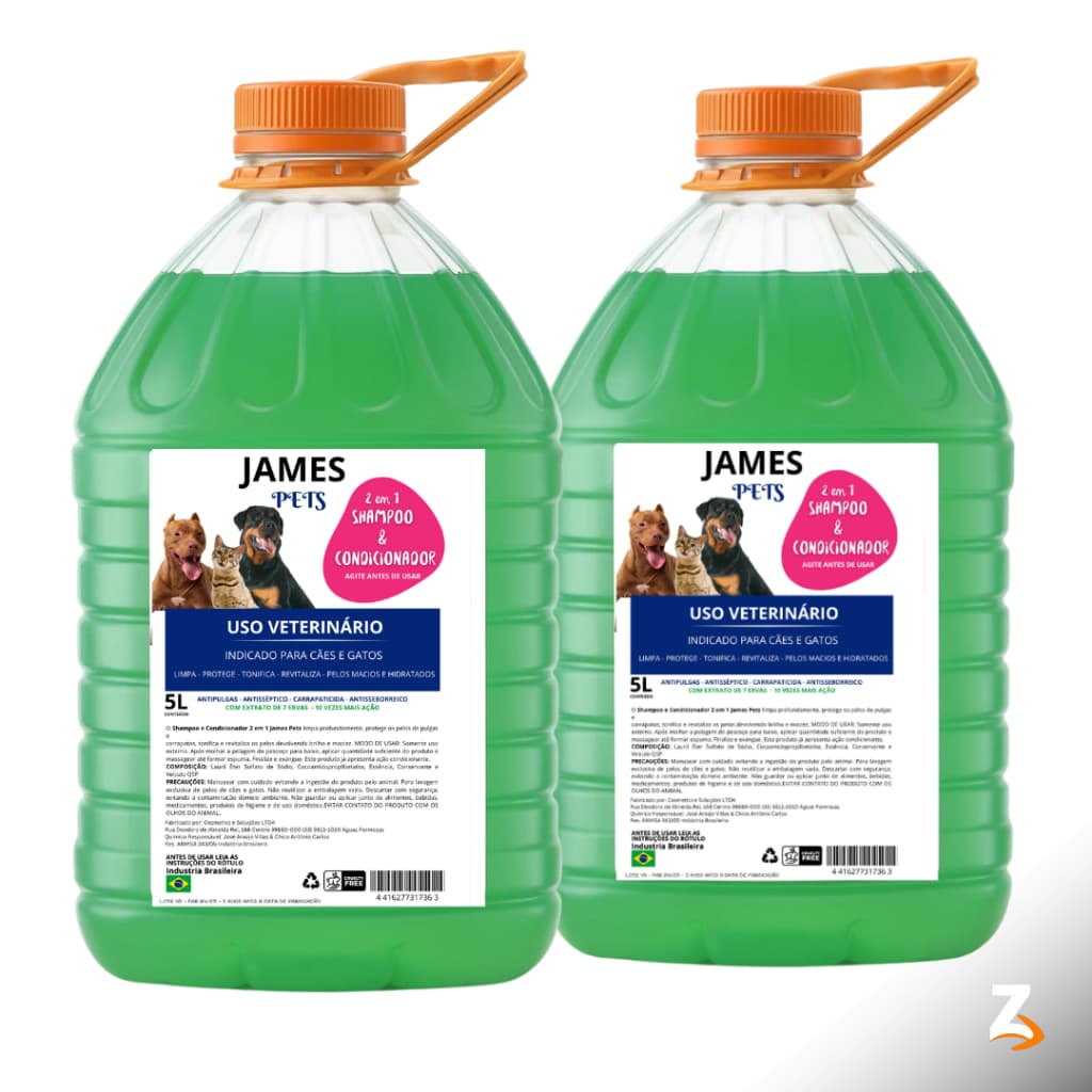 Shampoo Com Condicionador Para Cachorro E Gato Pet Shop - 5L -Linha Pet- shampoo Pet shop- 1 Unidade