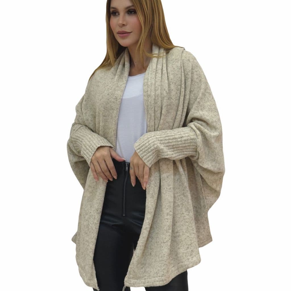 Quimono Capa Poncho Blusa Feminina em Tricô Mousse Qualidade