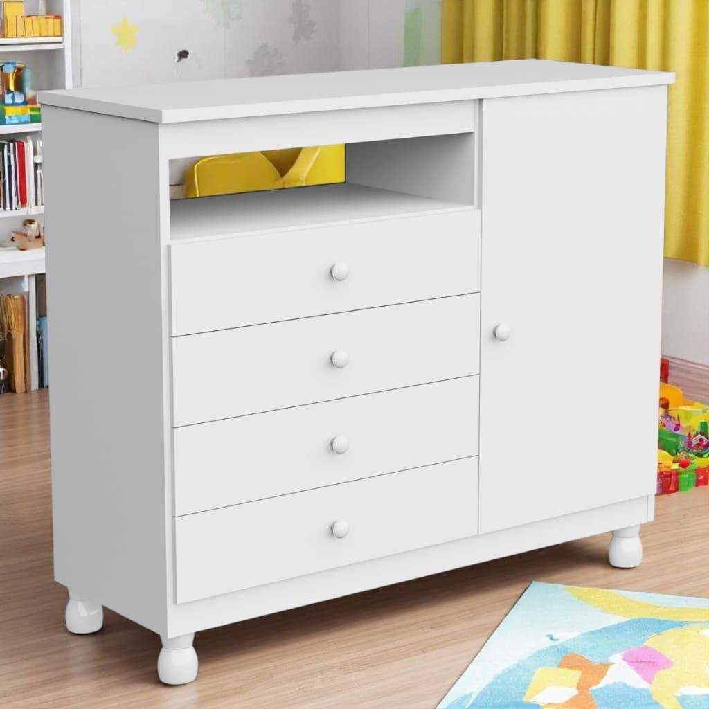 Cômoda Bebê  Sapateira 4 Gavetas  Pés Reguláveis Ideal para Quarto de Bebê multiuso organizador