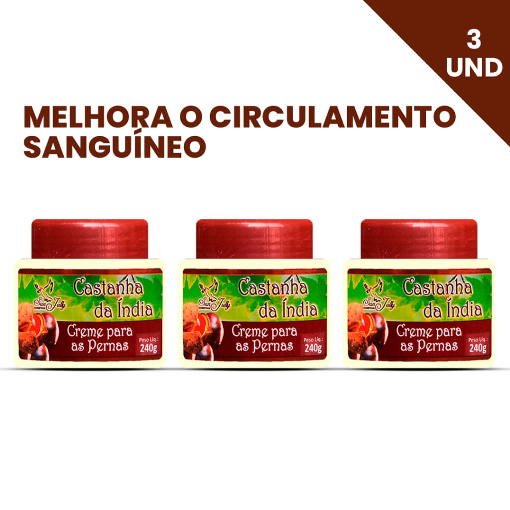 Kit 3 Creme Castanha da India para varizes e má circulação 240g