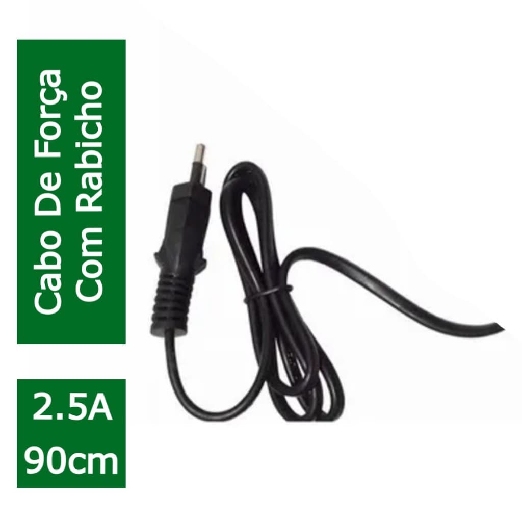 Kit 10 Cabos De Força Com Rabicho 90cm de 2.5A Plugue Bipolar 2x50mm2 Fio De Energia Flexível