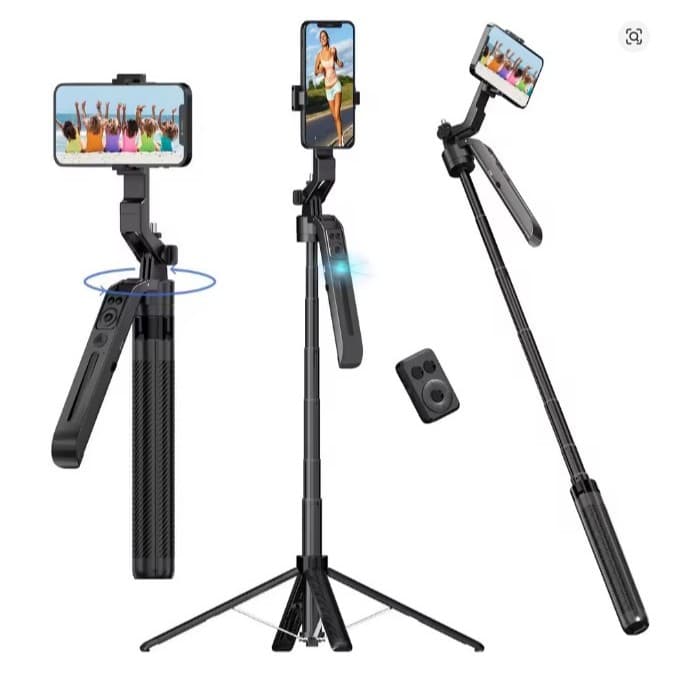 Tripé Inteligente 1.8m com Rastreamento Facial AI Estável 360° para Celular Selfie Stick Extensível