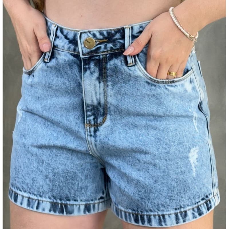 Short jeans Feminino Cintura Alta BLOGUEIRA 100% Algodão Confortável