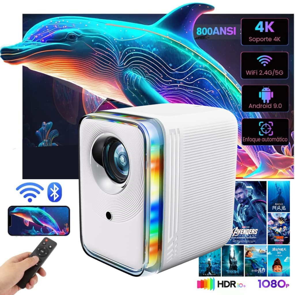 Projetor 5G 4K HD1080p Bluetooth Mobile TV B0X Xbox PS PC WiFi e Bluetooth G60110/220 Alto Falante Embutido+16GB