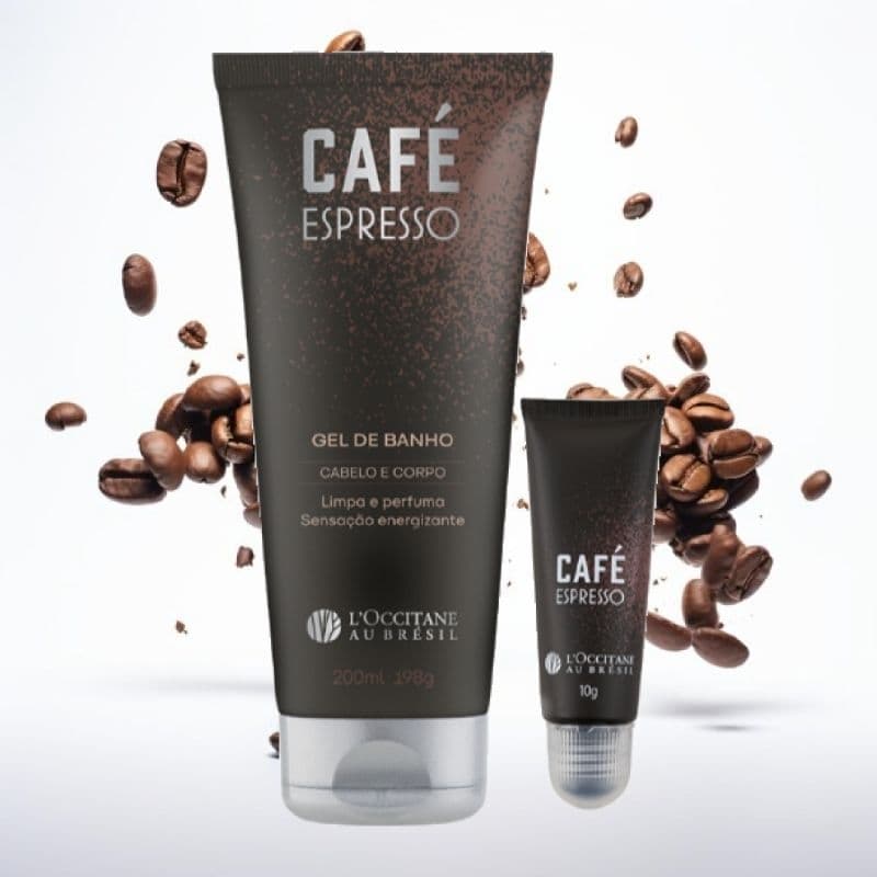 Gel de Banho e Fragrância em Gel Café Espresso Masculino.