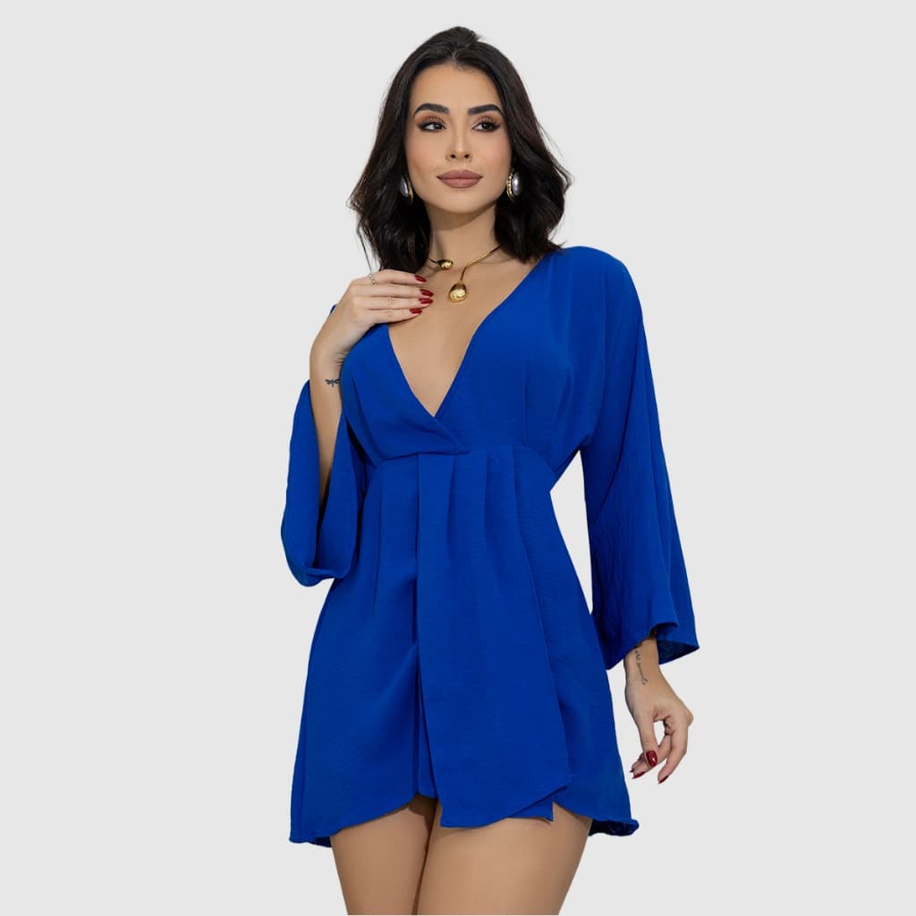 Vestido Feminino Curto Soltinho Social Manga Flare Dori