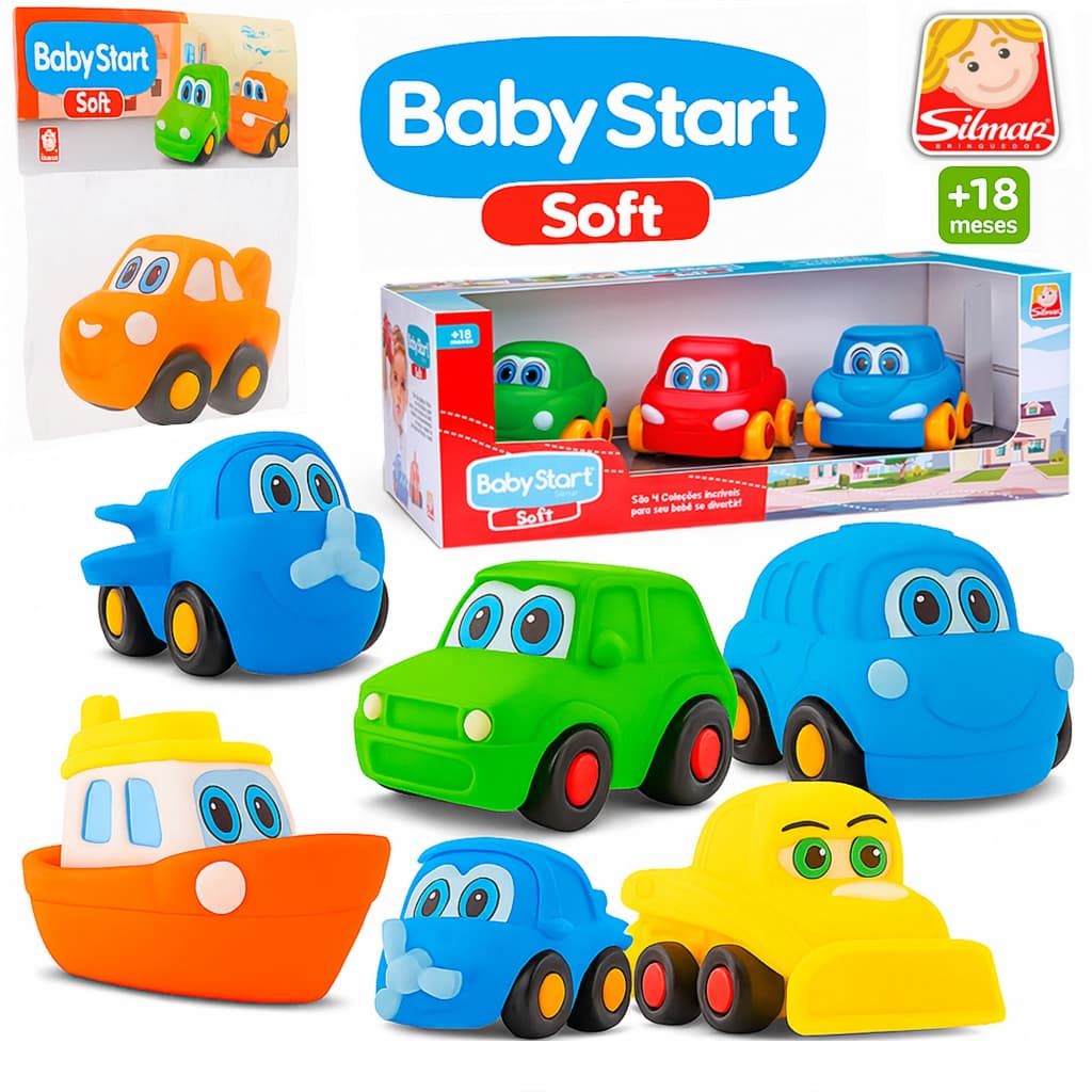 Kit Carrinhos Para Bebes Baby Start Soft Em Vinil Macio - Silmar Brinquedos