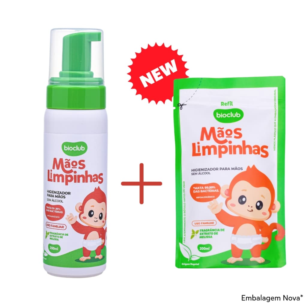 Kit Higienizador de Mãos Sem Álcool - Mãos Limpinhas Bioclub®