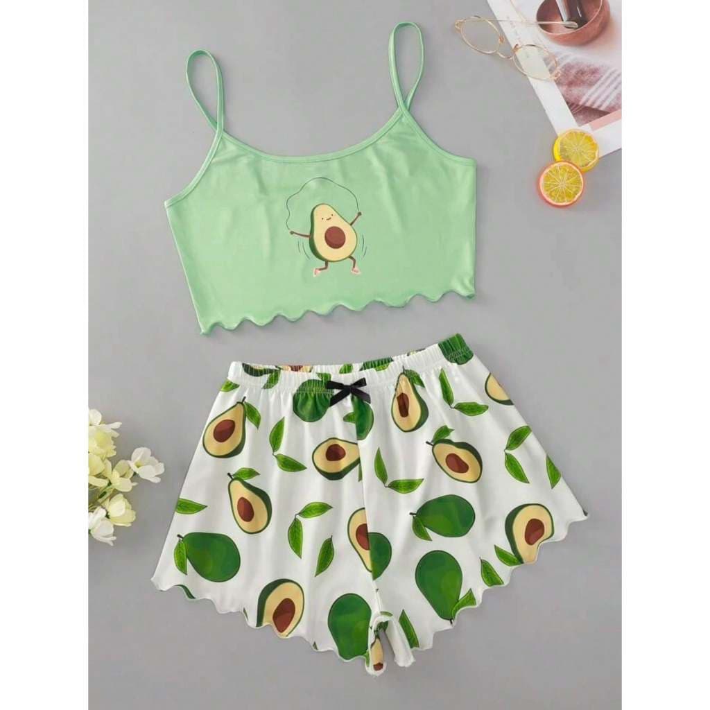 Pijama Feminino Curto Sexy Sensual Dia a dia Confortável Promoção Ondinha Personagem