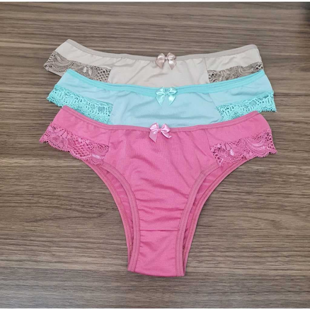 KIT COM 3 ou 5 CALCINHAS CONFORTO COM RENDA