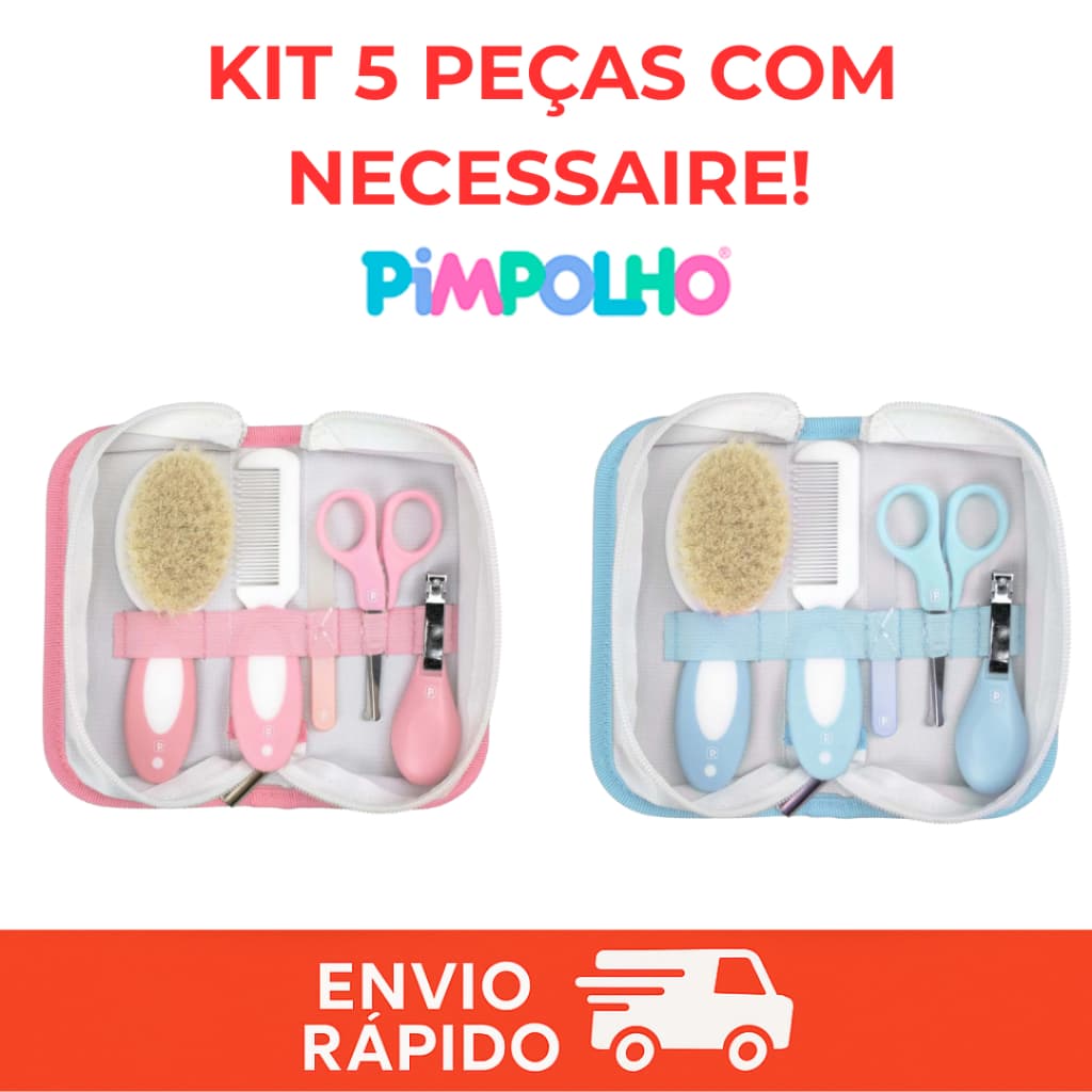Kit Higiene Bebê 5 Peças Necessaire Completo Primeiros Cuidados Recém Nascido Pimpolho Menino Menina
