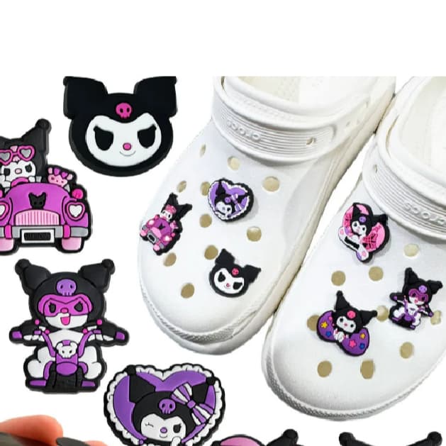 Pin Botom 6 Peças Variadas Korumi Hello Kit Enfeitar Sapato uso pessoal Enfeite Emborrachado