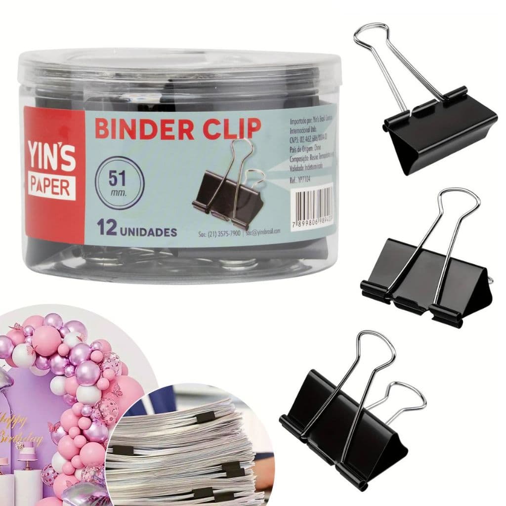 Prendedor de Papel 19 25 32 41 51mm Preto Binder Clipes de metal Clipes de encadernação
