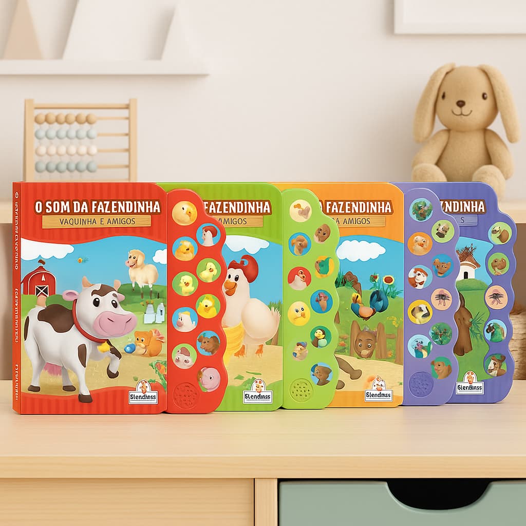 Livro Sonoro Infantil Educativo O Som da Fazendinha Blu Editora 2+ anos