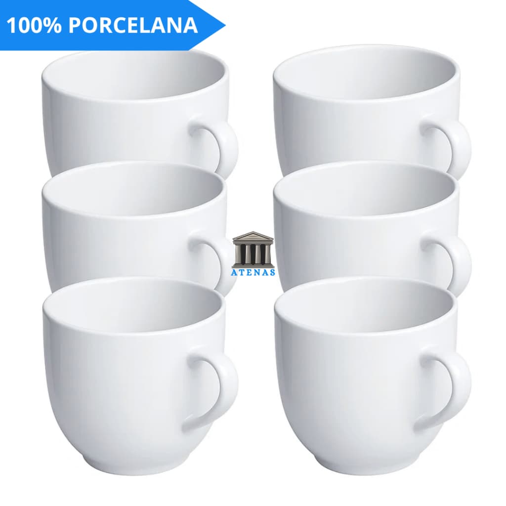 Jogo Xicara Porcelana Branca Lisa Jogo Xícara Cha Cafe Leite 170ml Chicara Hotel Casa Cozinha
