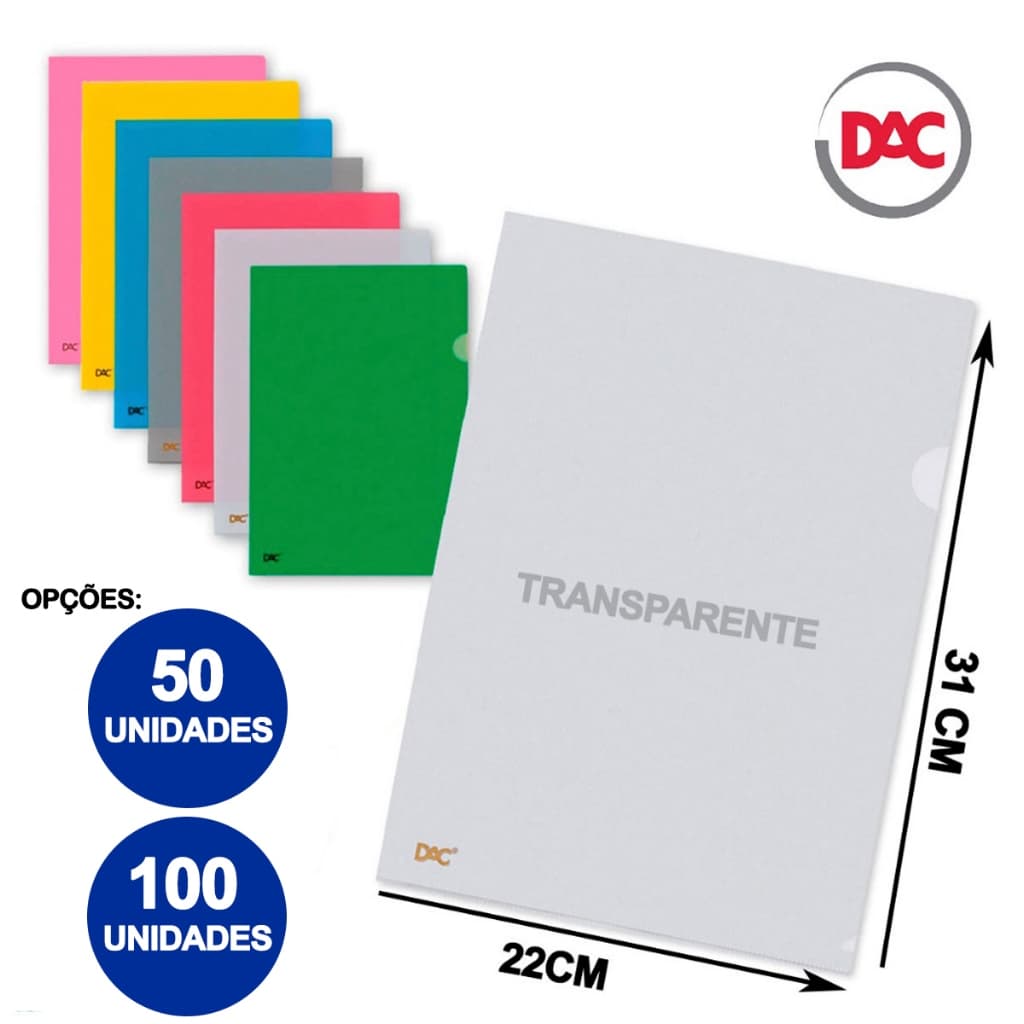 Pasta Em L Transparente Tamanho A4 Documentos Arquivos