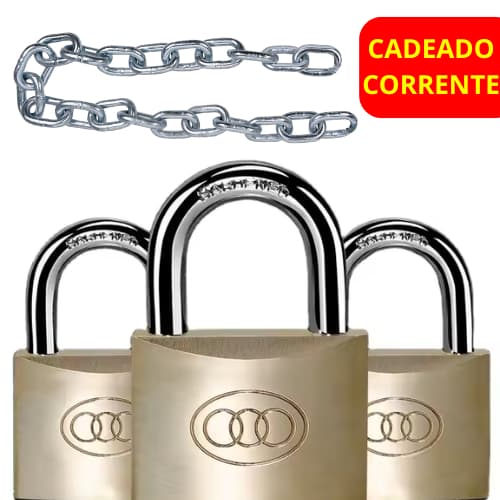 Kit Segurança Corrente Reforçada 4mm + Cadeado 32mm Reforçado