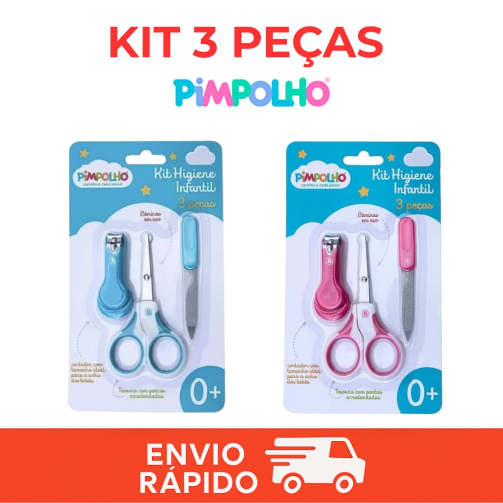 Kit Higiene Bebê 3 Peças Completo Primeiros Cuidados Recém Nascido Pimpolho Menino Menina