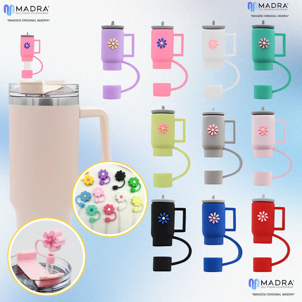 Tampa Protetora de Silicone para Canudo 10mm – Compatível com Copo Térmico, Reutilizável, Anti Sujeira