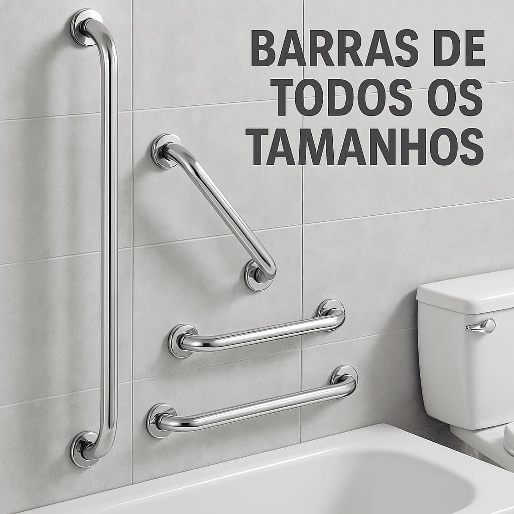 Alça Barra De Apoio Parede Corrimão Suporte Idoso Deficiente Gestante Antiderrapante Cor Prateado