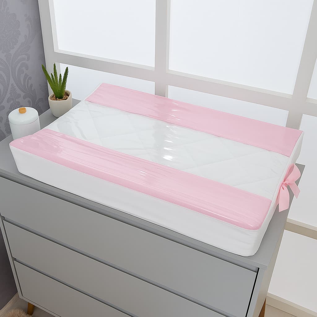 Trocador de Fralda Anatômico para Cômoda com Capa Plástica – Padrão Americano | Coleção Pérola Luxo