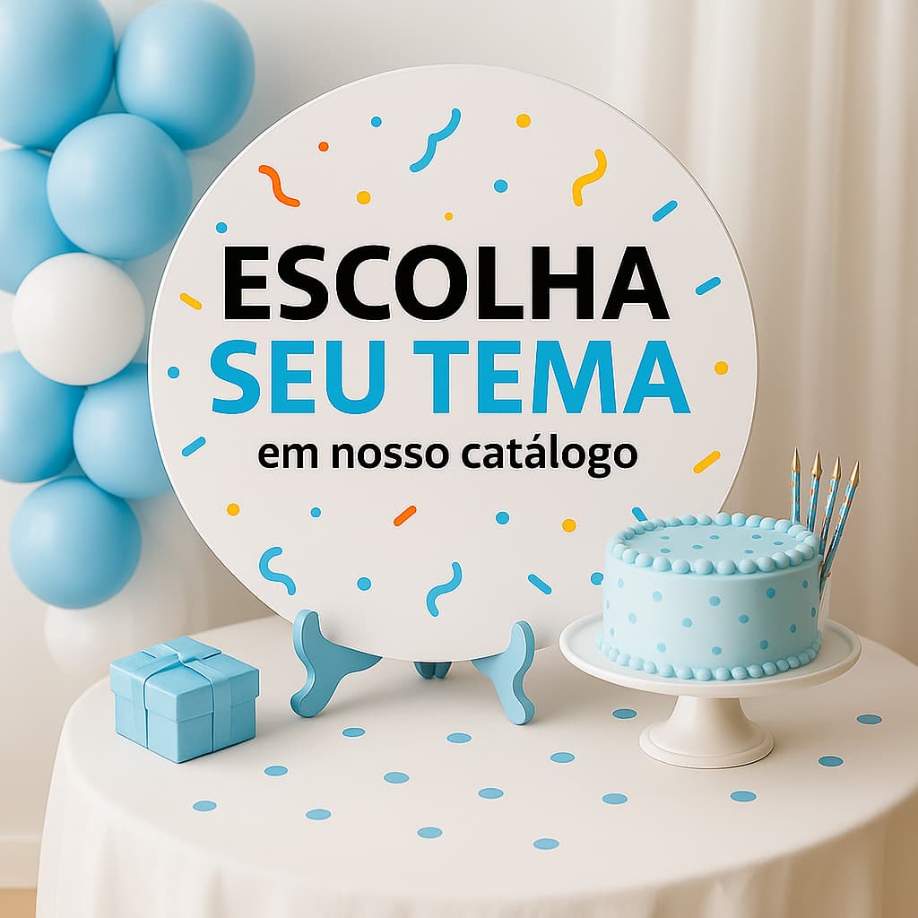 Capa Painel Redondo Mesa Escolha Seu Tema Sublimado C/ Elástico 50×50Cm - LEIA A DESCRIÇÃO