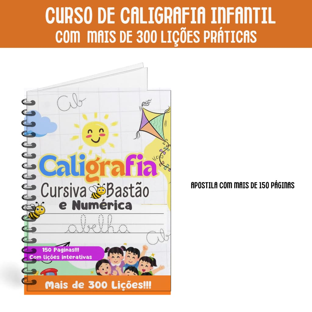 Apostila curso  De Caligrafia Infantil Letra Cursiva e numérica com mais de 300 Atividades e mais de 150 páginas