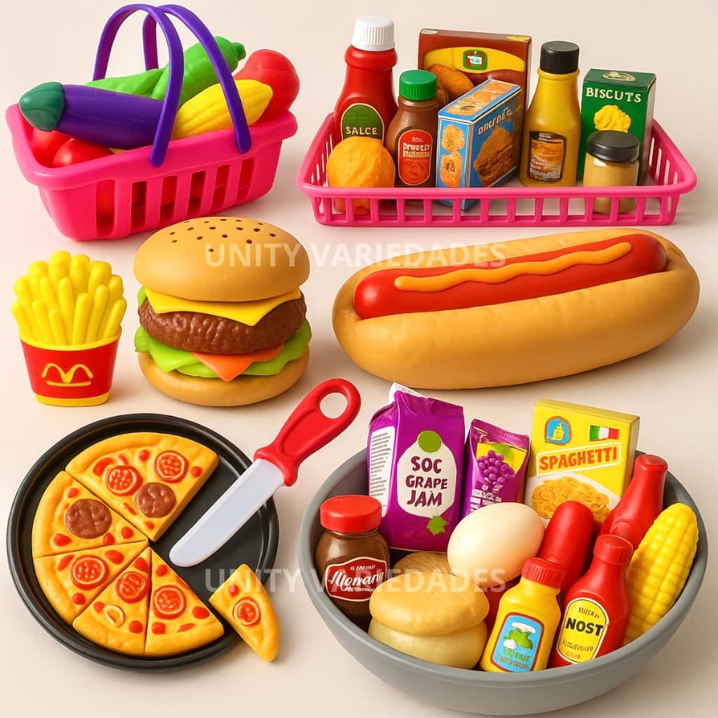 Kit Brinquedos Menino Menina Educativo Comidinha Infantil Mercadinho Cozinha Infantil Criança