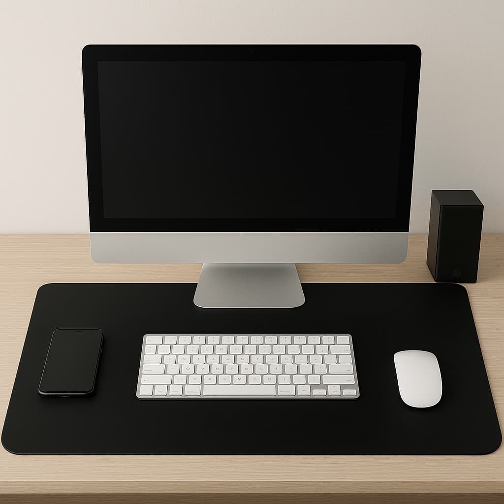 Desk Pad Couro Grande 80x40cm Escritório Confortável Forro Camurça Antiderrapante + Mouse Pad Brinde