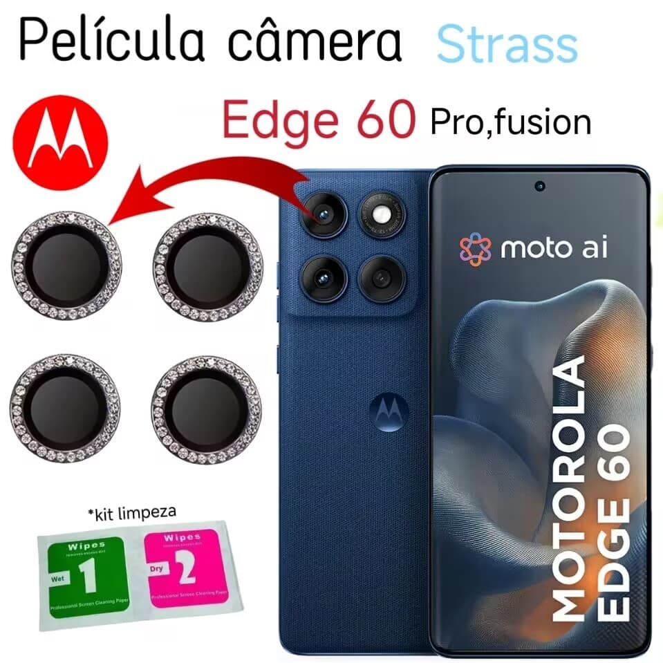 Kit (*4Pcs) Película Câmera Diamante Para Motorola Edge 60 Edge 60 Pro Edge 60 Fusion protetor lente Traseira Vidro
