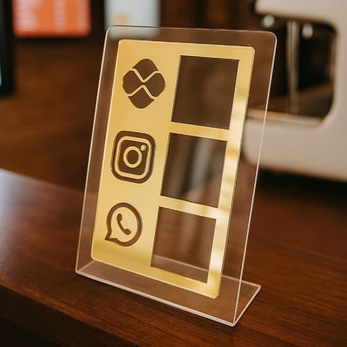 Placa Pix Premium em Acrílico Qr Code Mesa Balcão