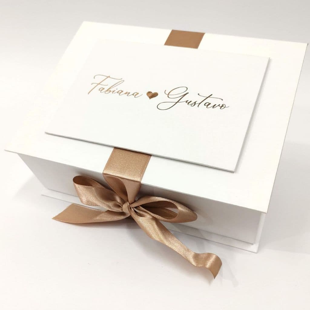 Caixa para Convite Padrinhos Casamento (INICIAIS/NOME COM EFEITO METALIZADO)