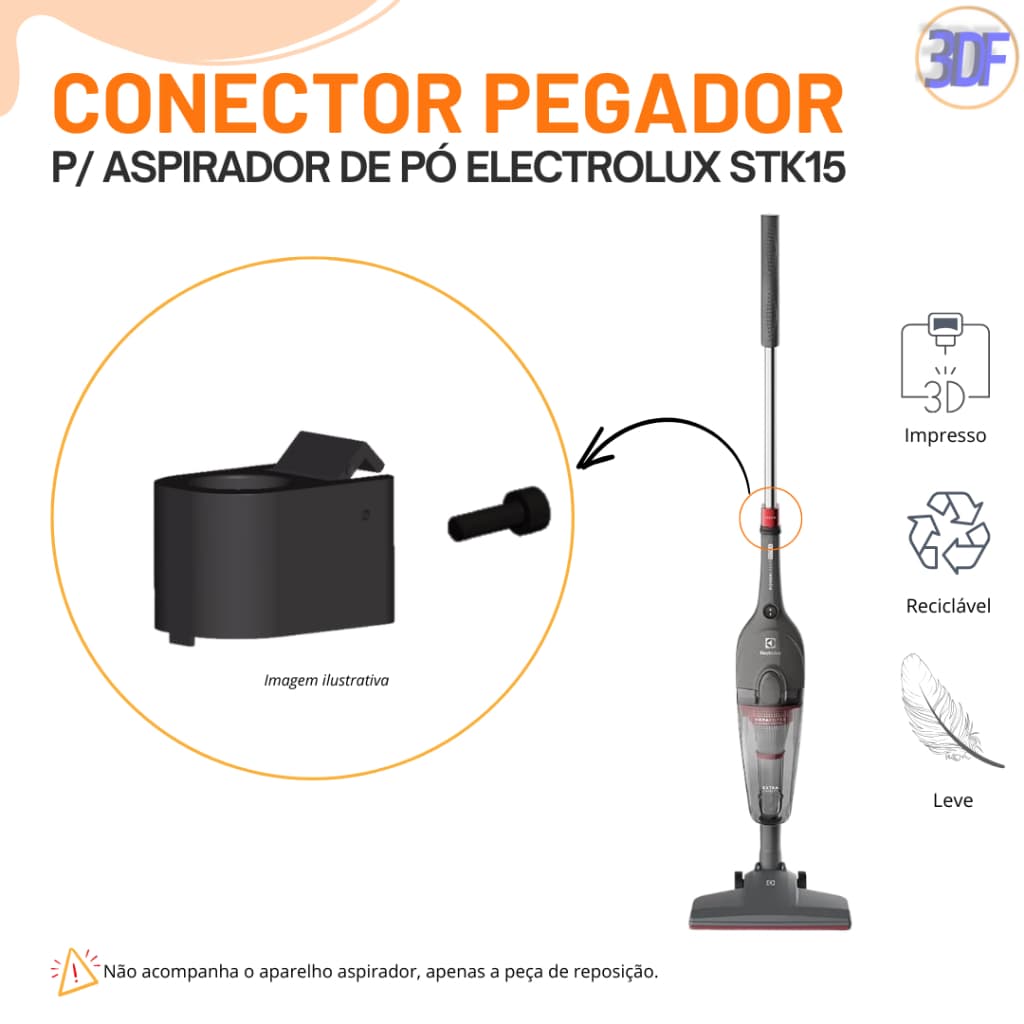 Conector Pegador p/ Aspirador de Pó Electrolux Stk12 Stk13 Stk14 Stk14B Stk15
