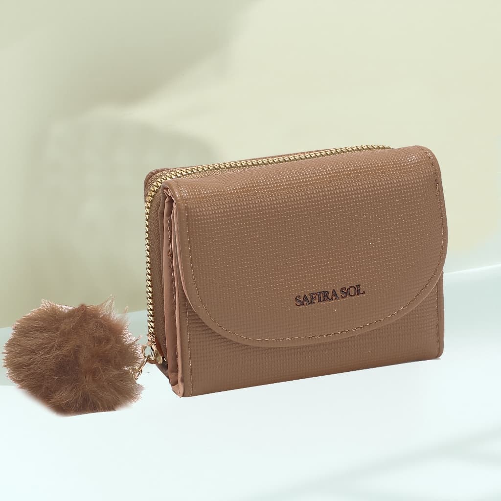 Carteira Pequena Feminina Couro Multi-Cartão Com Três Dobras LJ098