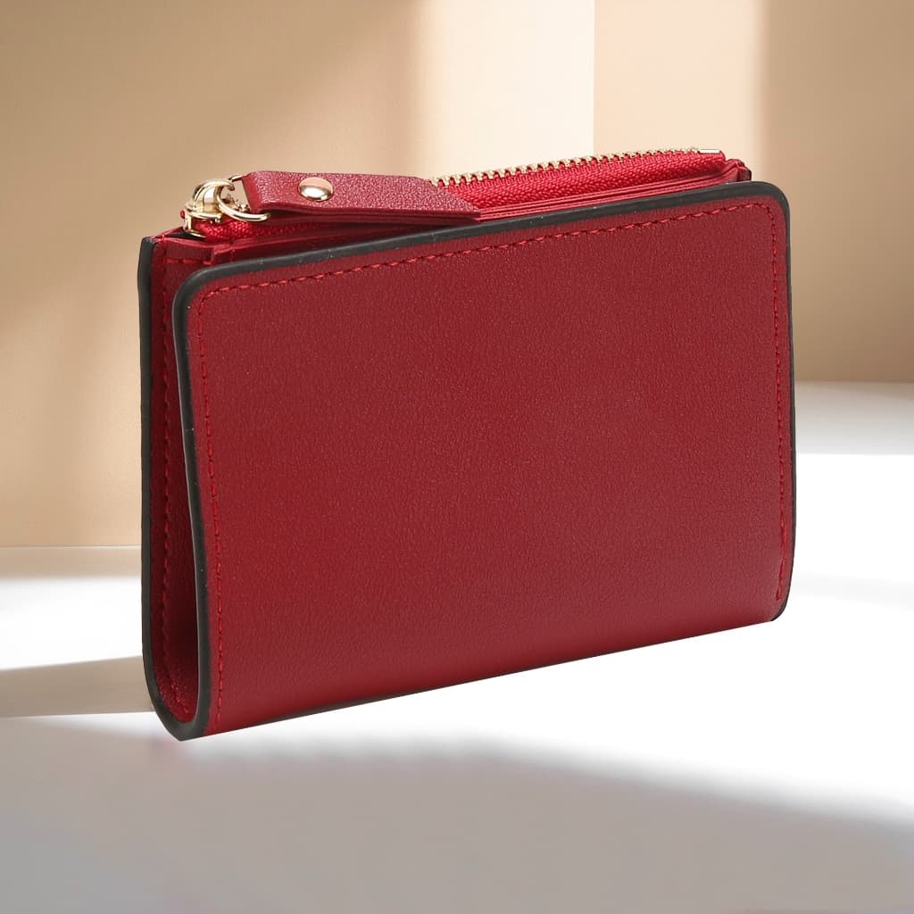 Carteira Curta Cor Sólida Vintage , Porta Moedas Bifold Portátil Cartões De Crédito Feminino LD69