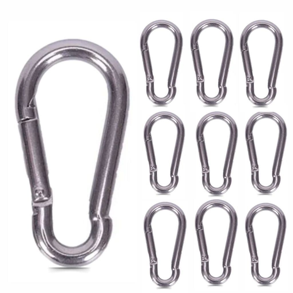 Kit 10 Mosquetão Aço Carbono 8cm 8x80 Trava Simples Academia Suporta 230kg